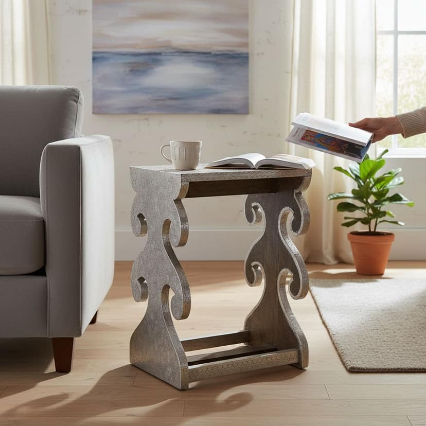 Wooden Coffee Table Storage Stand-Side Table view 2