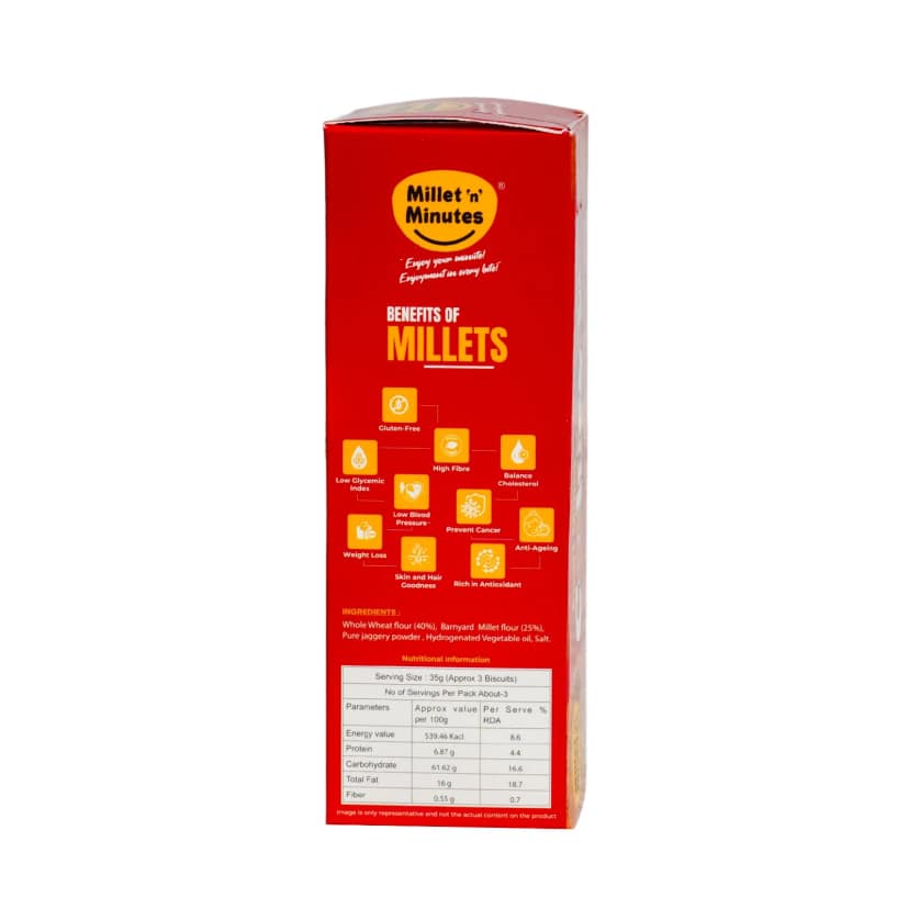 MilletnMinutes Pearl Millet (Kambu) Cookies – 100% Natural Millet-Based Snack | No Maida, No Refined Sugar 100g Pack view 2