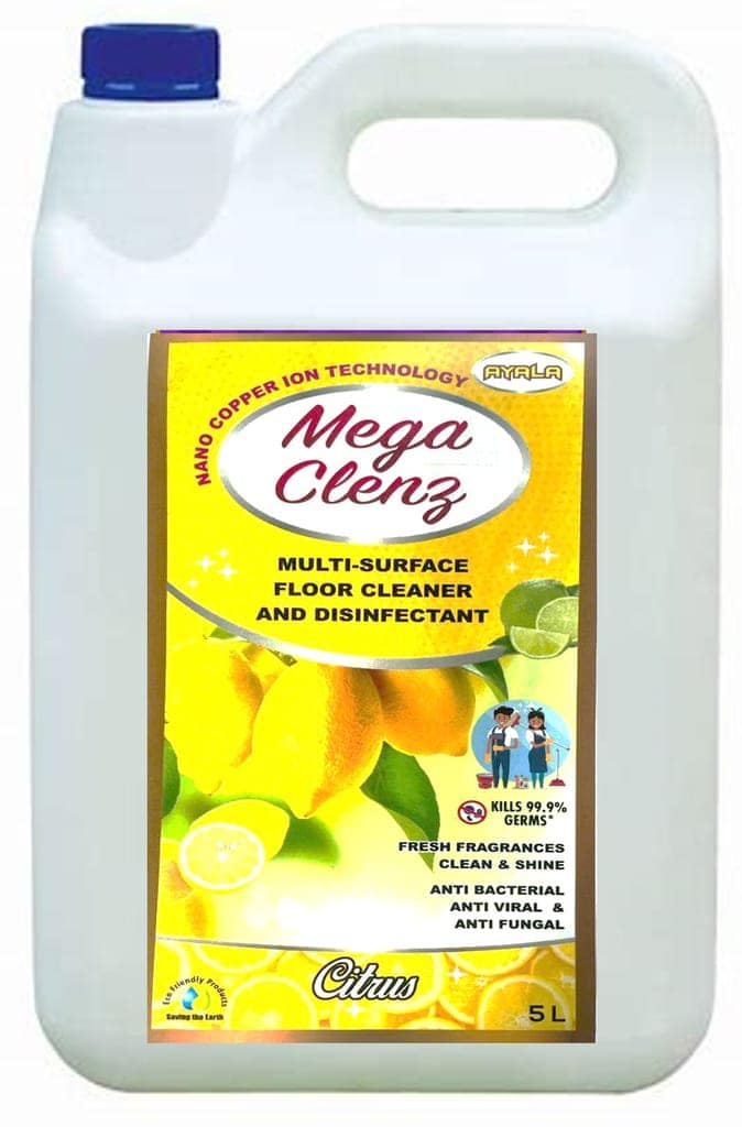 Floor Cleaner (Mega Clenz 5 L-Citrus) | Surface & Floor Cleaner Liquid | Suitable for All types Floor & Surfaces | Kills 99.9% Germs| Alcohol Free