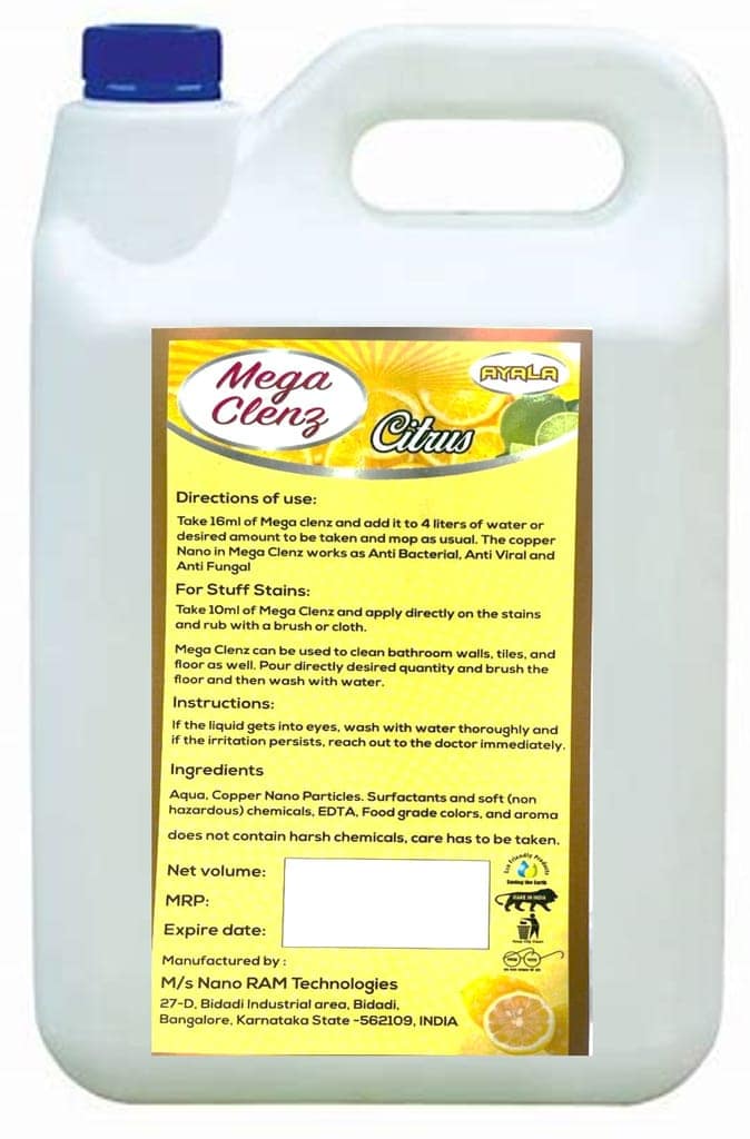 Floor Cleaner (Mega Clenz 5 L-Citrus) | Surface & Floor Cleaner Liquid | Suitable for All types Floor & Surfaces | Kills 99.9% Germs| Alcohol Free view 2