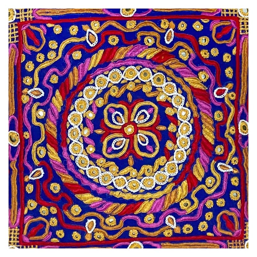 Garvi Gurjari (A Gujarat Govt Enterprise) Red Hand Embroidered Cushion Cover view 2