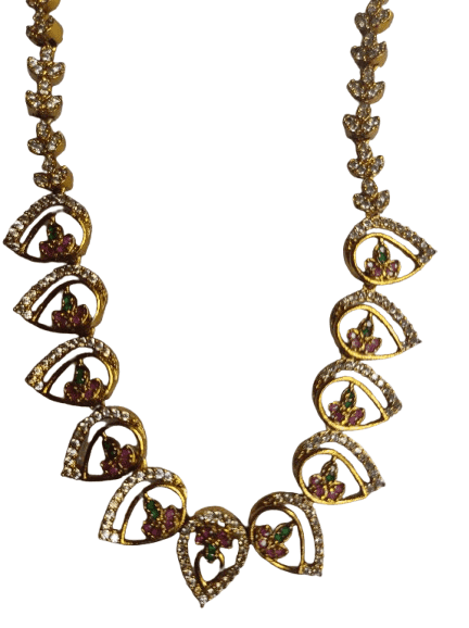 Traditional Gold Plated Temple Jewellery Necklace Set view 2
