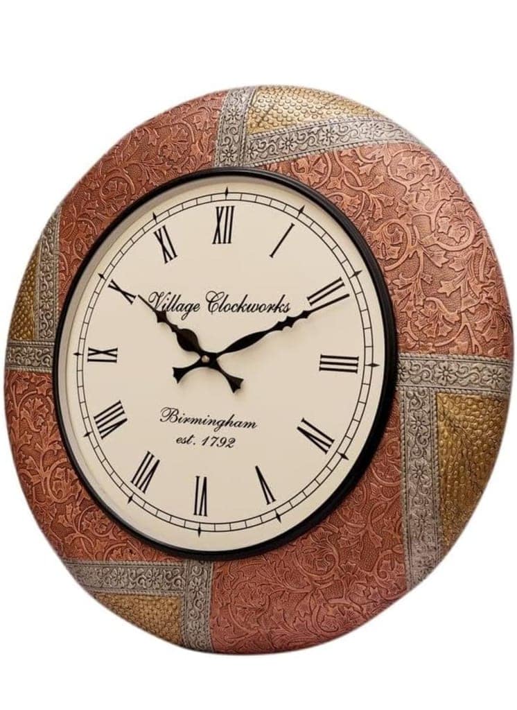 Nikhil Art Wood Roman World Wall Analog Clock Antique Hand Painted Clock For Bedroom Living Room Home And Office view 2