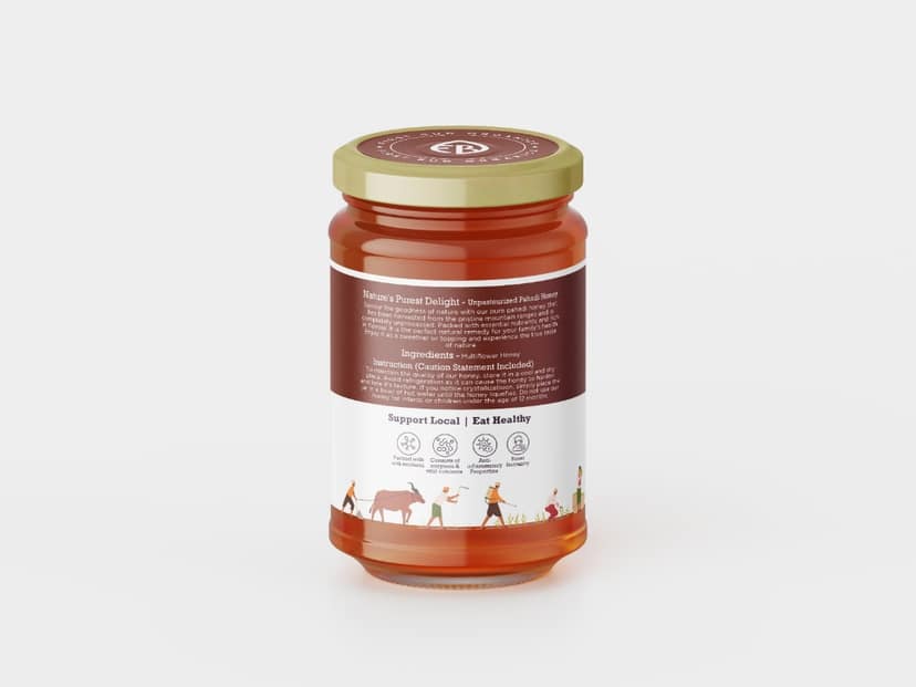 Pahadi Honey (500g) | Organic Raw Honey NMR Tested | Pure Natural Honey in Fresh Packaging | Wild Forest Raw Organic Honey Unprocessed view 2