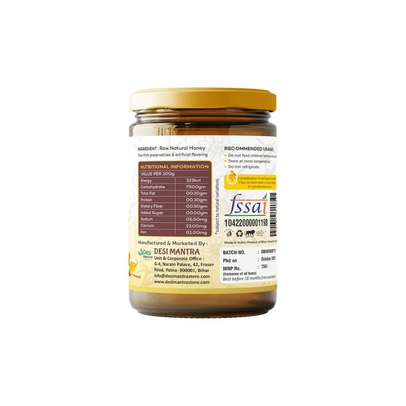 Desi Mantra's Pure Multiflora Himalayan Honey| 1kg | Glass Jar view 2