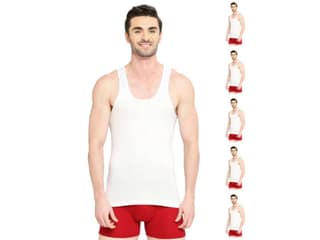 VIP Supreme Men's 100% Cotton White Vest, Moisture Absorbent Inner wear for Men - Pack of 6 - L