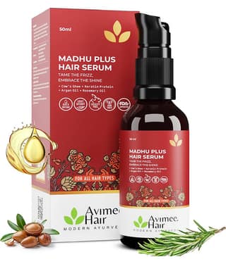 Avimee Herbal Madhu Plus Hair Serum Frizz-Free & Silky Hair With Keratin, Argan Oil & Cow Ghee 50 ml, (Pack of 1)