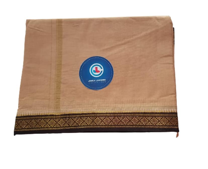 JINKA LAKSHMI COLLECTIONS Pure Cotton White Dhoti 4 Meters Unstitched Pack of 2 (Multicolor-10) view 2