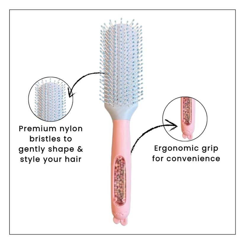 Hair Brush with Strong & Flexible Nylon Bristles having Anti-static Ball Tips, For Grooming, Straightening, Smoothing in blue Colour view 2