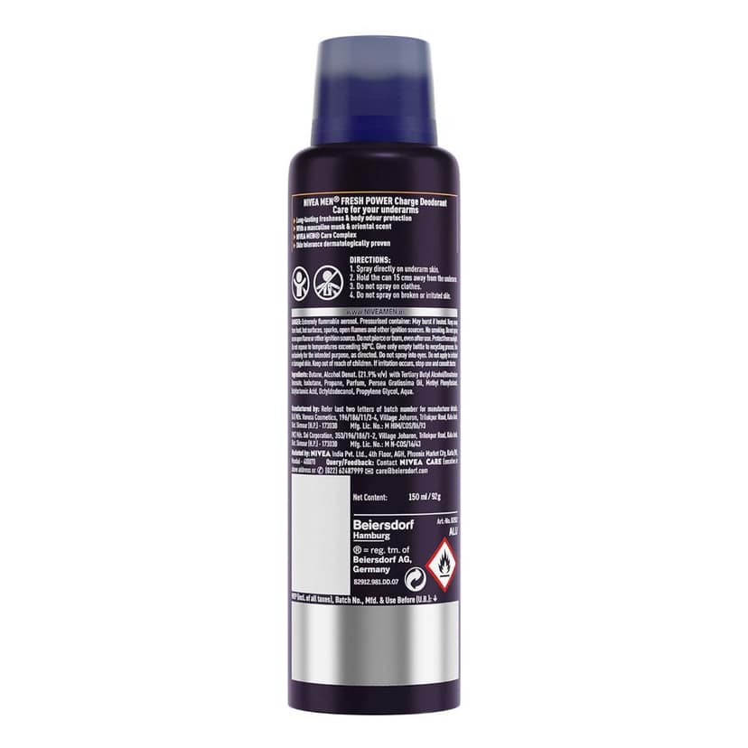 Nivea Men 48H Fresh Power Charge Deodorant 150 Ml view 2
