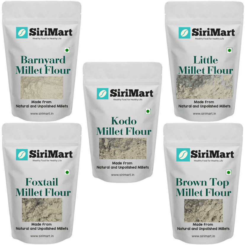 Siridhanya Unpolished millets Flour 1kg Each | 100% more fiber than polished Millets flour, wheat Flour, rice flour and other flours