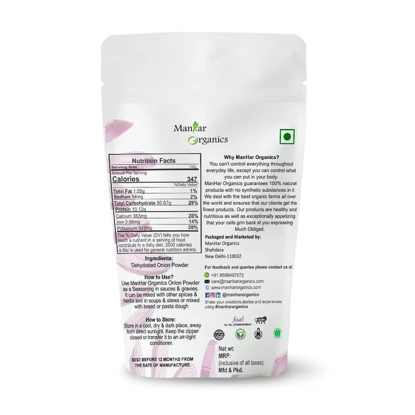 ManHar Organics Onion Powder | Natural & Edible | Flavor Enhancer for Cooking, Seasoning & Marinades – 500gm view 2