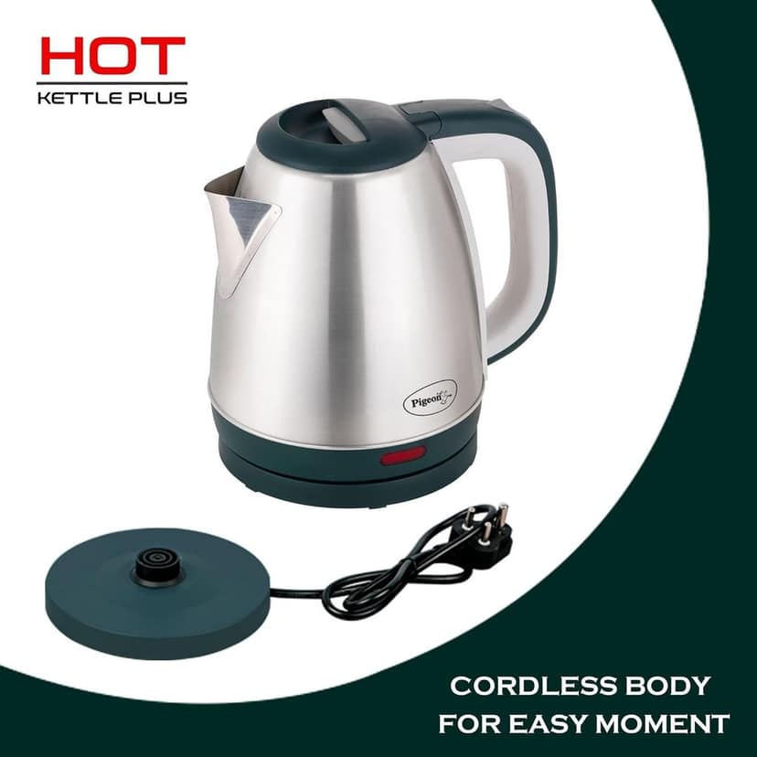 Pigeon 1.5-liter Electric Kettle with Stainless Steel Body, Black view 2