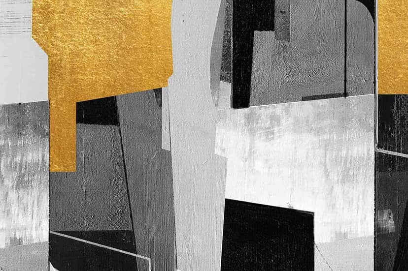 MODERN CONTEMPORARY GEOMETRIC PRINT 24in X 16in WITH BLACK FRAME view 2