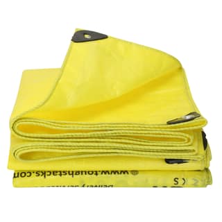 Toughstacks 150 GSM Yellow Tarpaulin Tirpal Tadpatri Tharpai Thadika Tarp | Waterproof, UV Resistant, Rot/Rip/Tear Proof, Reinforced Eyelets Strong Tarpaulin for Multi-Purpose