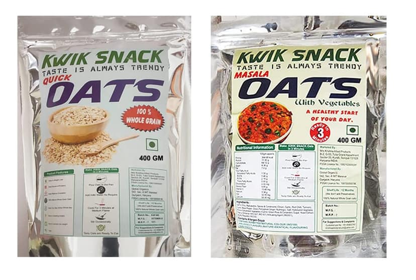 KWIK SNACK COMBO PACK OF QUICK OATS & MASALA OATS (400 GM EACH)