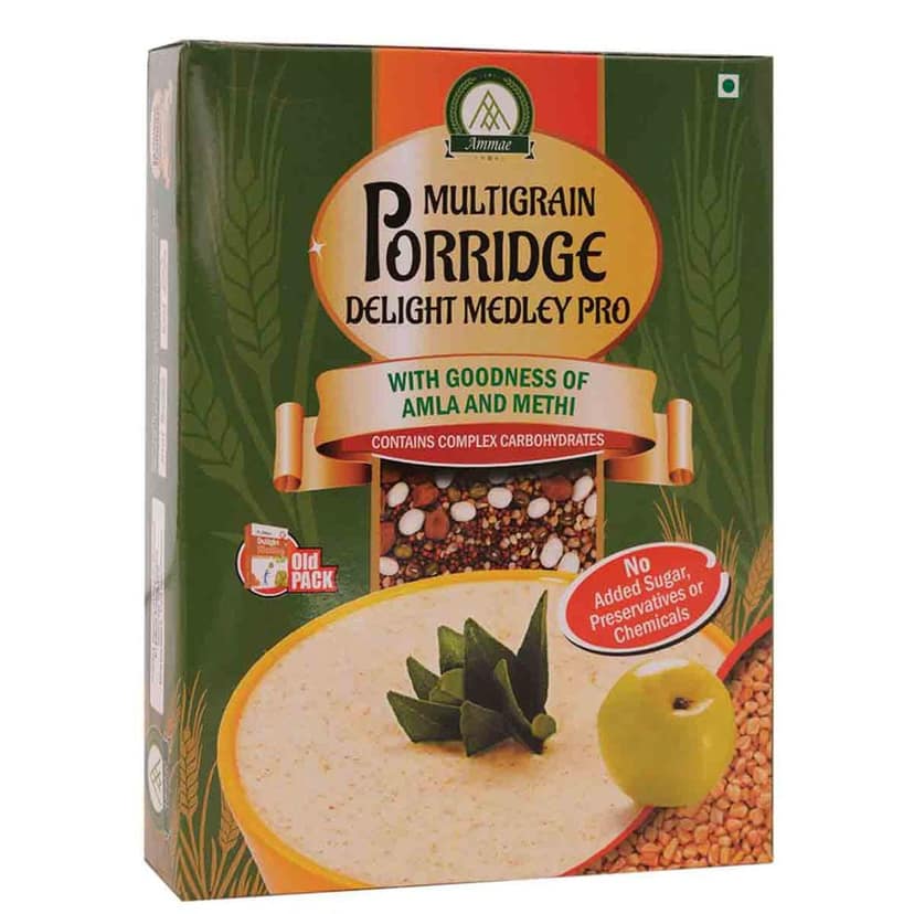 Ammae Multigrain Porridge Delight Medley PRO, 200g | Pack of 2 |For Diabetes | Sathu Maavu | 7 Sprouted & Roasted low GI grains with goodness of Amla & Methi | No Sugar | No Salt | No Milk | No Preservatives & Chemicals view 2
