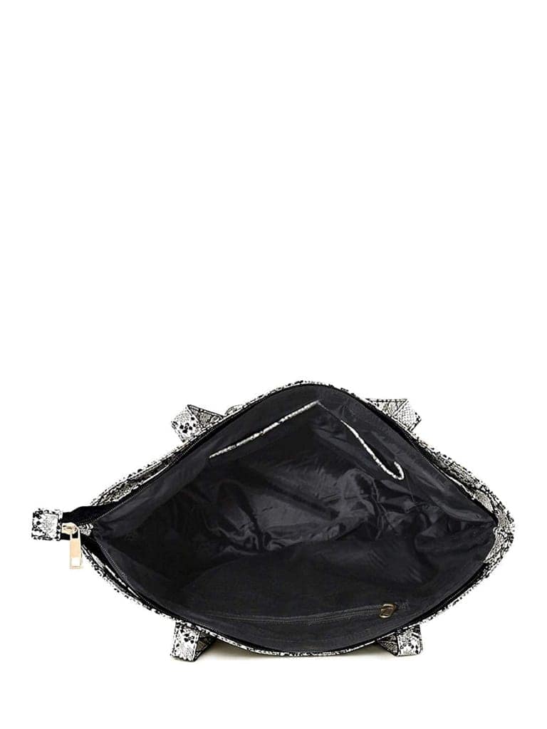 Lychee Bags Women Pu Snake Finish WhiteTote Bag view 2