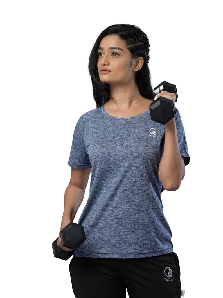 Yoni Mudra Women's Quick-Dry Raglan Half Sleeves Gym T-Shirt