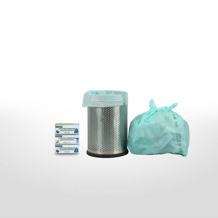 Ecolastic 100% Compostable & Eco-friendly Garbage Bags I MEDIUM (19 x 21 in.) I 45 bags I Pack of 3 I Capacity 35L I Green view 2