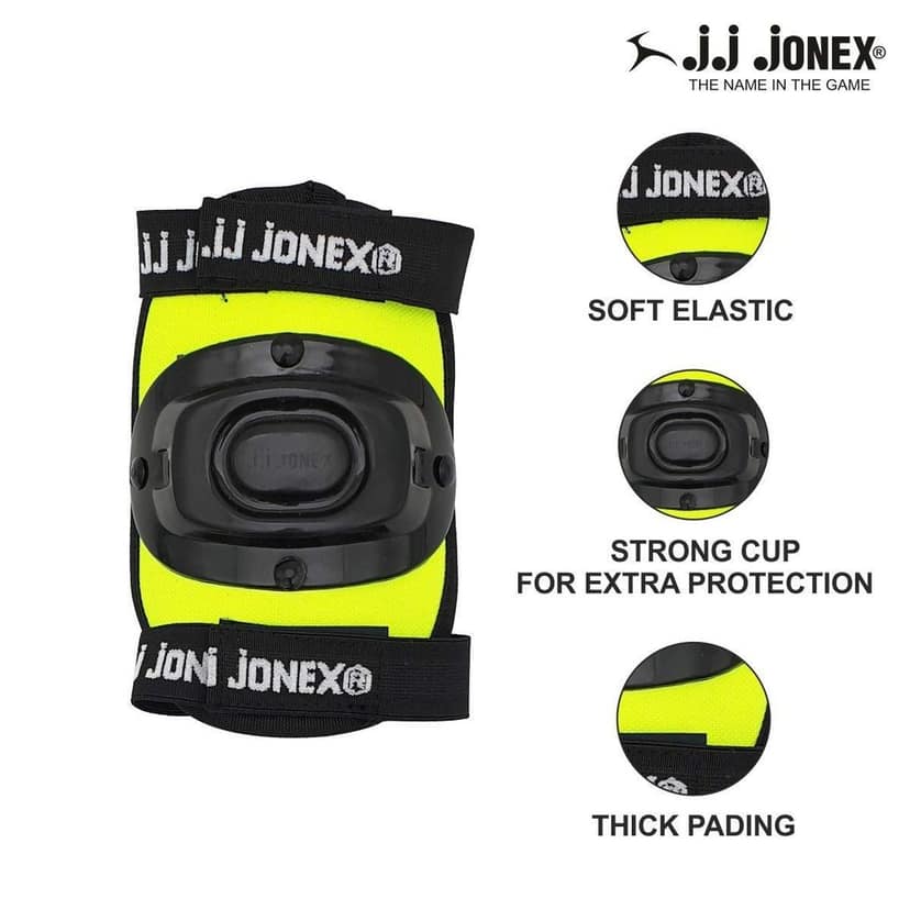 J.J. JONEX Deluxe Kids Rollerblading Protective Gear Set - Helmet, Knee Pads, Elbow Pads, Wrist Guards & Gloves (Black/Green) view 2