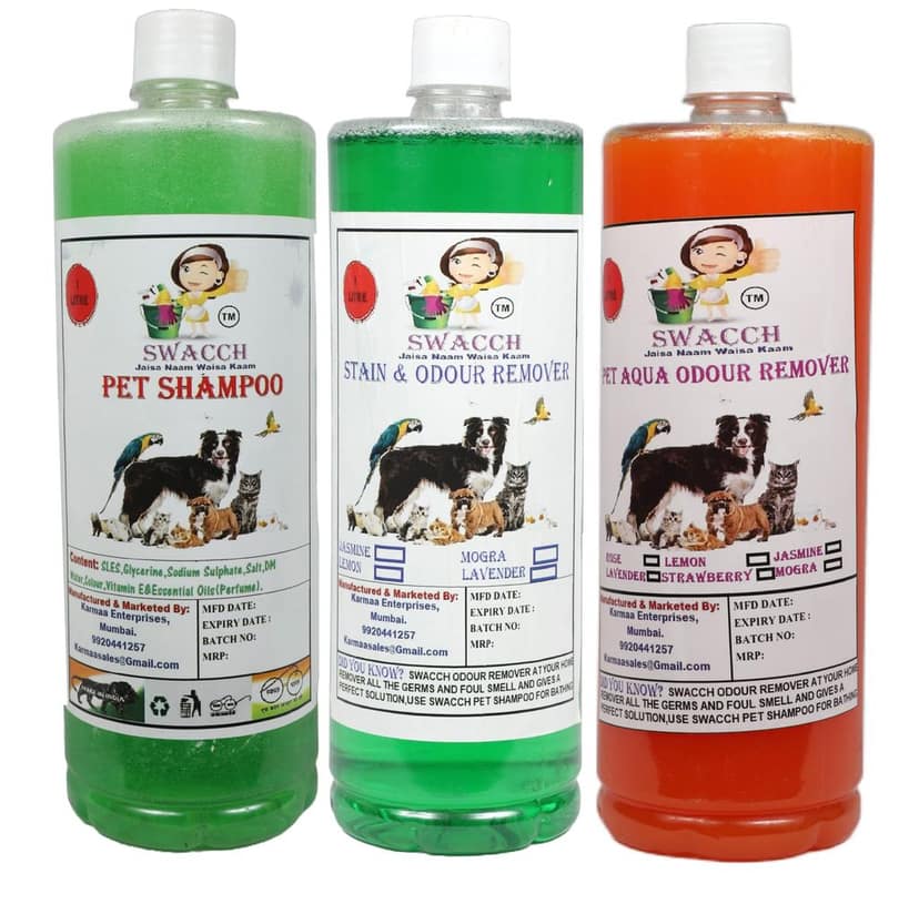 Swacch Shampoo (Neem Alovera) + Deodorizer (Jasmine) + Stain Remover (Orange) 1 Litre Each view 2