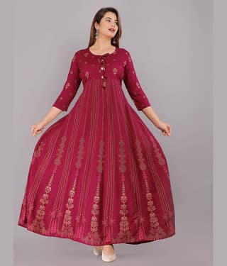 AVEITH - Wine Rayon Women's Anarkali Kurti ( Pack of 1 )