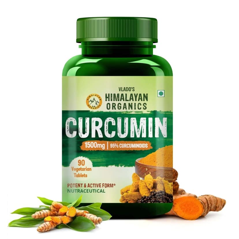 Vlado's Himalayan Organics Curcumin With Biopiperine 1500mg Tablets With 95% Curcuminoids Supplements For Better Absorption | Good For Skin & Joint pains 90 Veg Tablets view 2