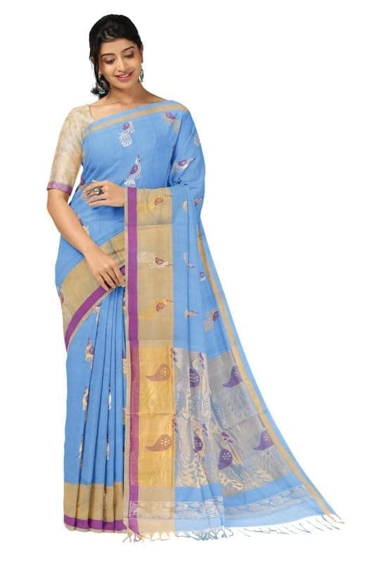 APCO Handloom - Women's Rahajmundry Pure Cotton Grey Handloom Saree (Angara Handloom Saree) 14