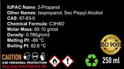 CERO ® IPA Iso Propyl Alcohol 99.9% Pure [(CH3)2-CH-OH] CAS: 67-63-0 (250ml) view 2