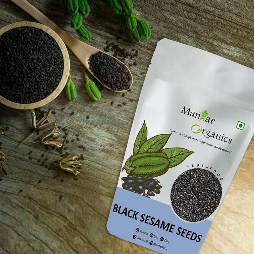 ManHar Organics Raw Black Sesame Seeds 1kg for eating - Kale Til/Black Til view 2