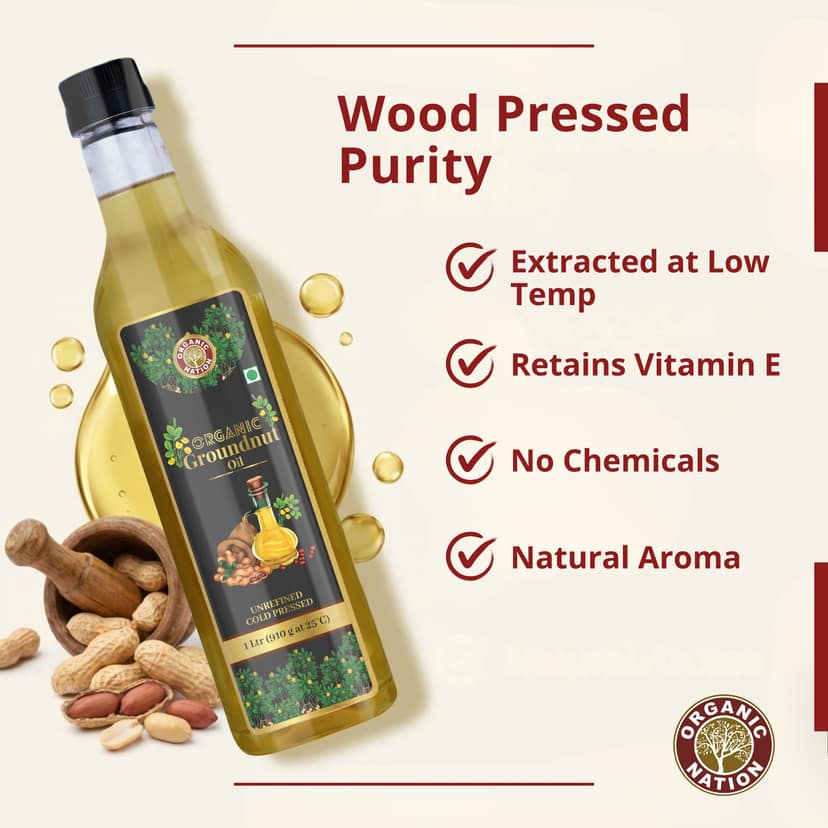 Foodsbay India Groundnut Oil | Cold Pressed Cooking Oil | 1 L view 2