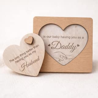 The Baby First Box Surprise Pregnancy Reveal Gift for Husband, Keepsake Announcement Sign, Premium MDF & Beech Wood Finish, Brown, 5.5 In