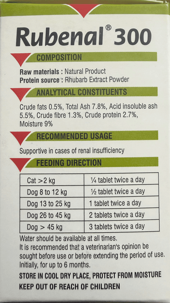 Vetoquinol Rubenal 300 Renal Supplement for Cats & Dogs - 60 Tablets view 2