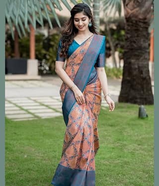 KALIPATRA Banarasi Silk Printed Saree With Unstitched Blouse Piece ( Multicolor )