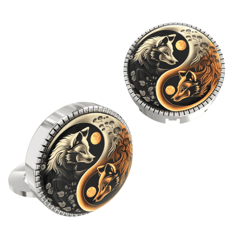 The Smart Buttons - Shirt Button Cover Cufflinks for Men - Wolf Ying-Yang view 2