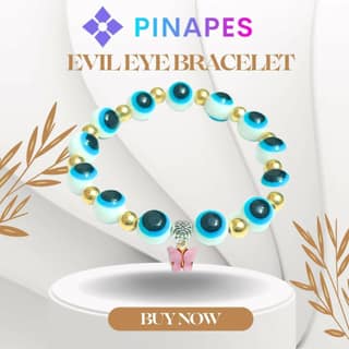 Pinapes Butterfly Beads and Evil Eye Charm Bracelet – Pink Butterfly (White)