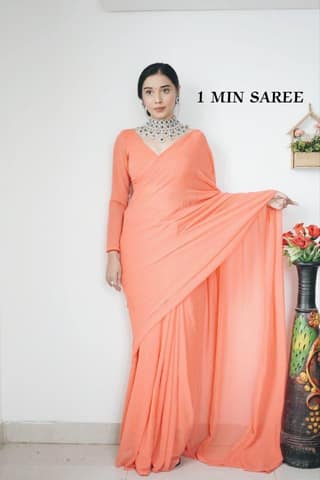 Plain Georgette Ready to Wear Saree Party Wear