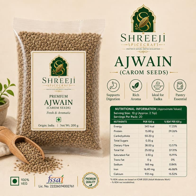 Shreeji Spicecraft Premium Ajwain 200g | Carom Seeds view 2