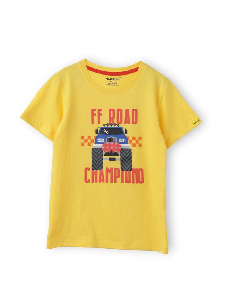 Boys T shirt Cotton Dandelion Yellow Off Road Champion view 2