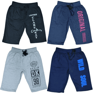 Boys Plain Threefourth Shorts 4pk