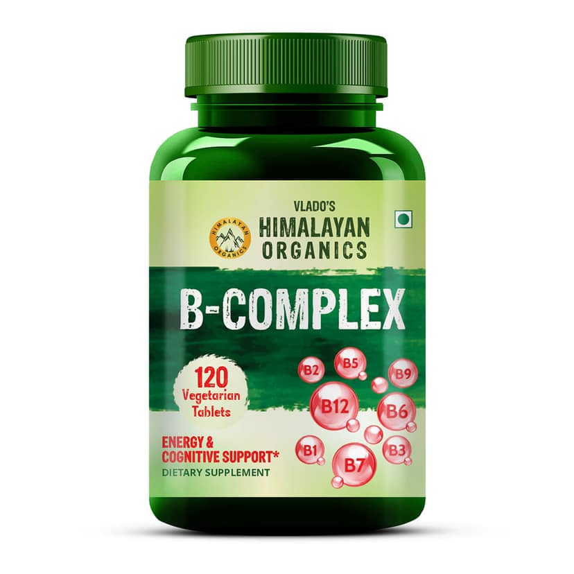 Vlado's Himalayan Organics Vitamin B Complex with 100% RDA B1, B2, B3, B5, B6, B7, B9 & B12 | Hair Growth, Energy & Immunity | Youthful Skin 120 Veg Tablets view 2