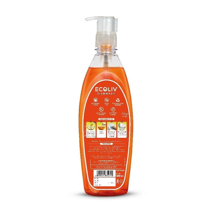 Ecoliv Dishwash Liquid 500 ml Bottle(Pack of 2) view 2