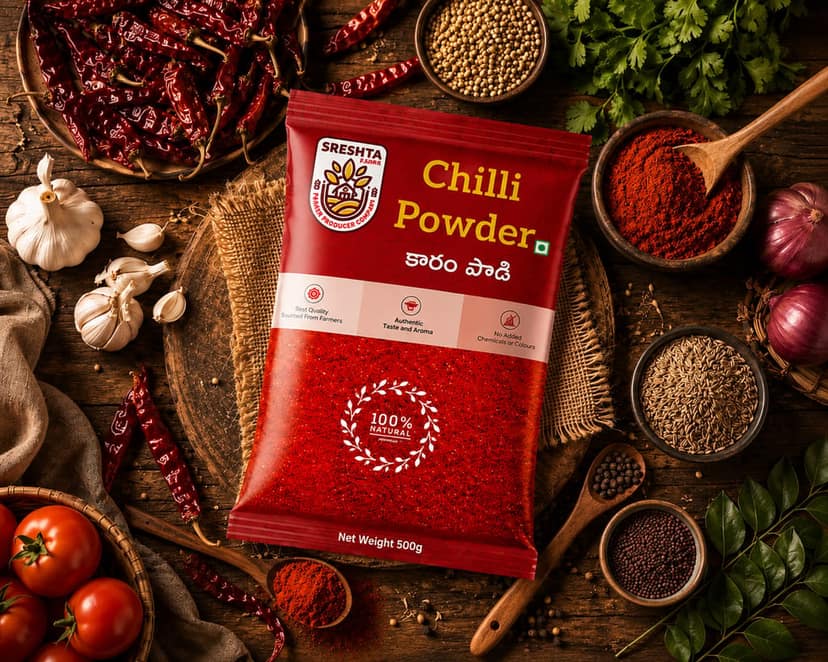 Sreshta Farms Natural Chilli Powder - 500gm view 2