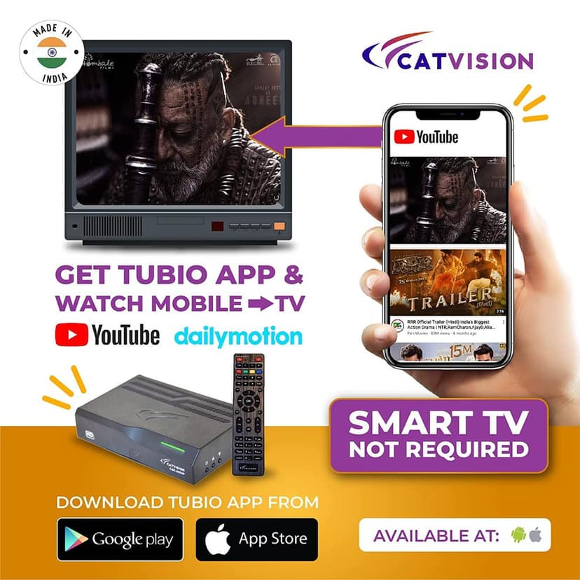 Catvision Doordarshan Free Dish DTH MPEG4 HD Set Top Box for 115+ FREE TV & WiFi Media Media Streaming Device (pack of 5) view 2