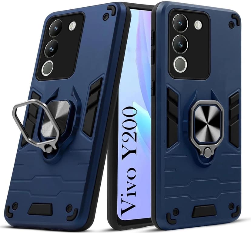 Mobile Cover for Vivo Y200 5G Armor Bumper Back Case with Ring Holder & Kick Stand | Shockproof (Hybrid TPU + PC) view 2
