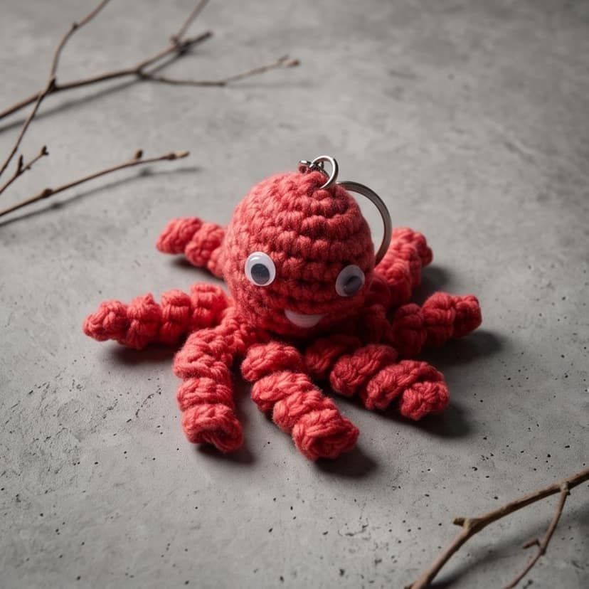 Handmade Crochet Octopus Keychain