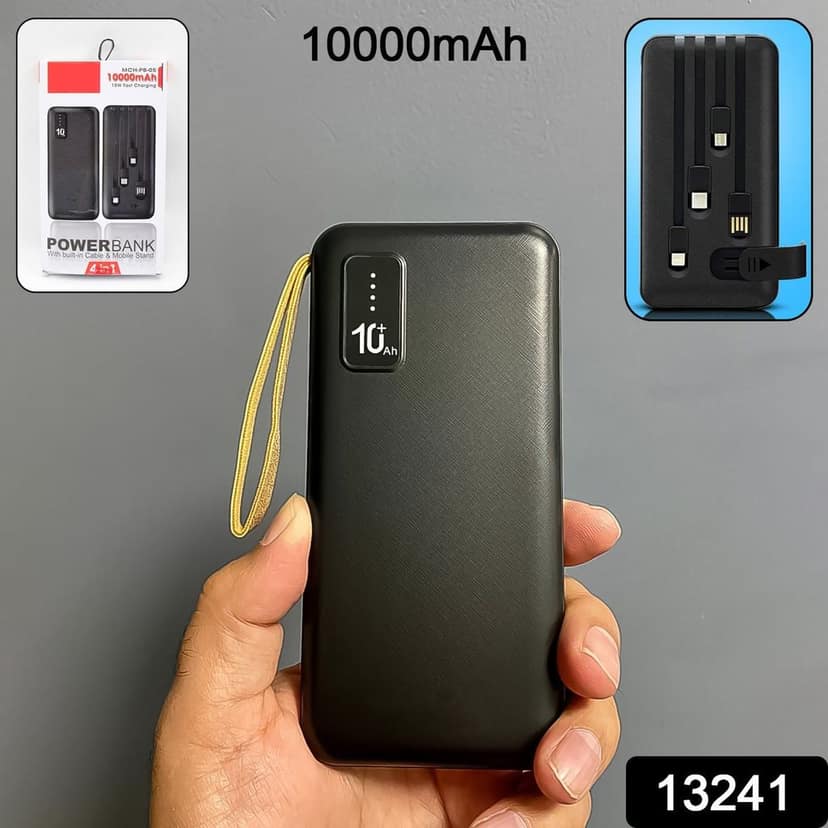 10000mAh, 12W Fast Charging Power Bank with built 4 in 1 USB with Mobile Holder (1 Pc) view 2