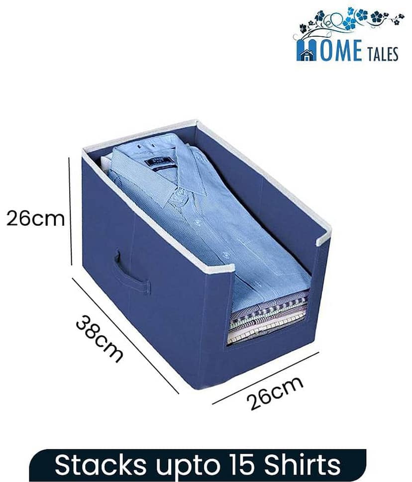 Non-Woven Shirt Stacker & Cloth Organizer,Blue (Pack of 4) view 2