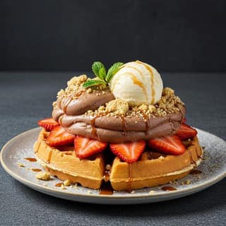 Strawberry And Nutella Mousse Waffle